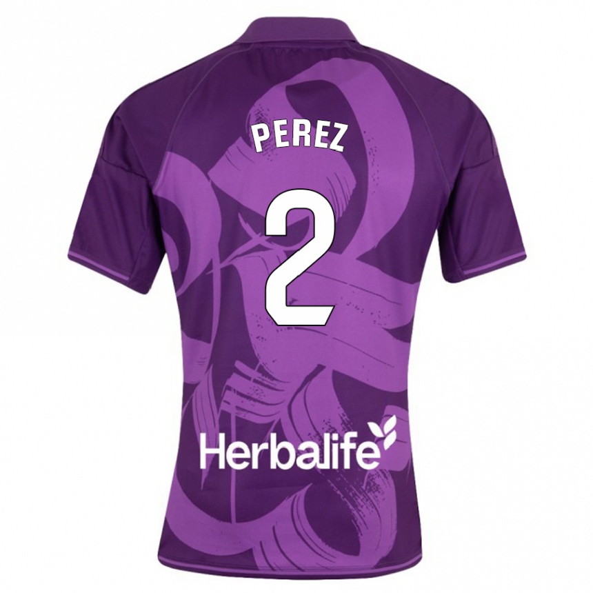 Vyrai Iker Pérez #2 Violetinė Išvykos Marškinėliai 2023/24 T-Shirt