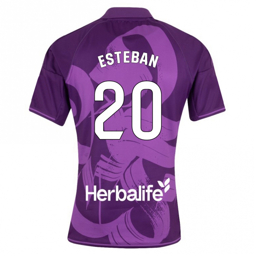 Vyrai Sergio Esteban #20 Violetinė Išvykos Marškinėliai 2023/24 T-Shirt