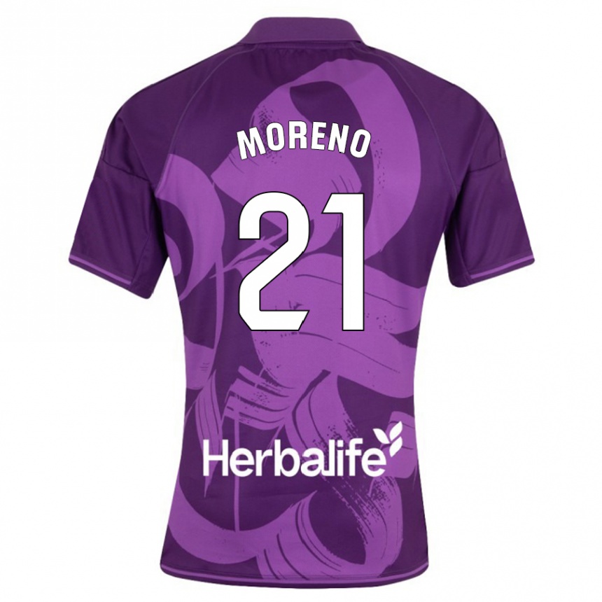 Vyrai Xavi Moreno #21 Violetinė Išvykos Marškinėliai 2023/24 T-Shirt