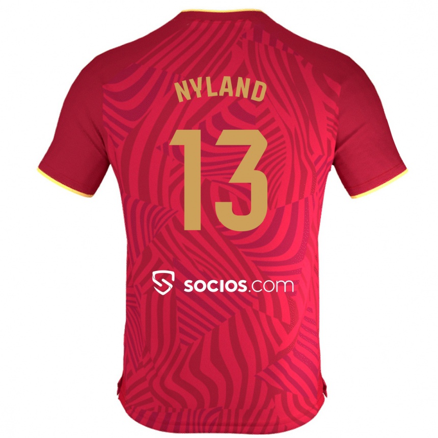 Vyrai Ørjan Nyland #13 Raudona Išvykos Marškinėliai 2023/24 T-Shirt