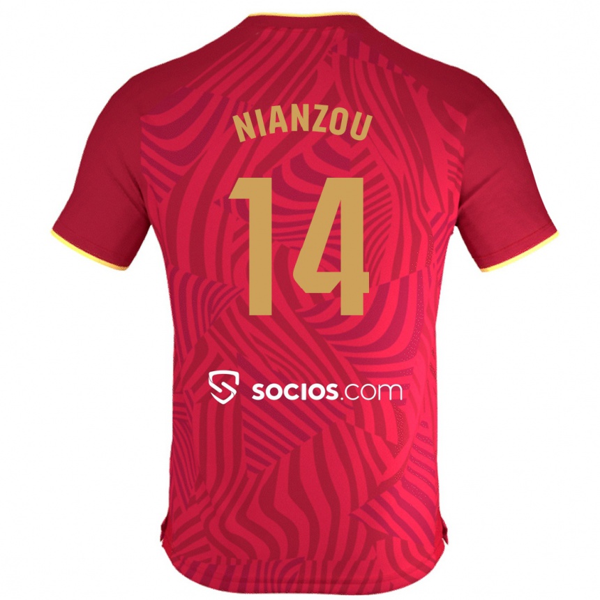 Vyrai Tanguy Nianzou #14 Raudona Išvykos Marškinėliai 2023/24 T-Shirt