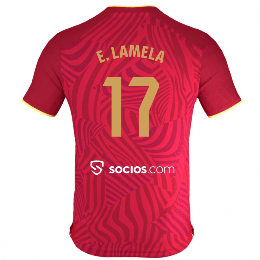 Vyrai Erik Lamela #17 Raudona Išvykos Marškinėliai 2023/24 T-Shirt