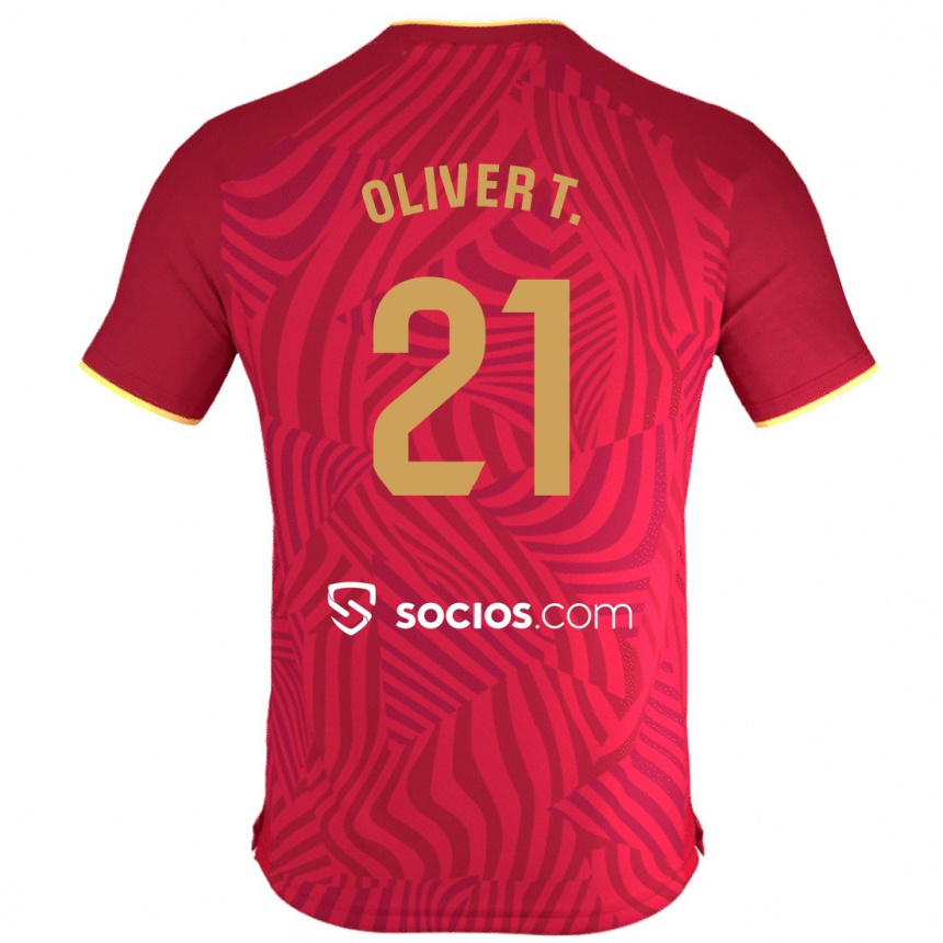 Vyrai Óliver Torres #21 Raudona Išvykos Marškinėliai 2023/24 T-Shirt
