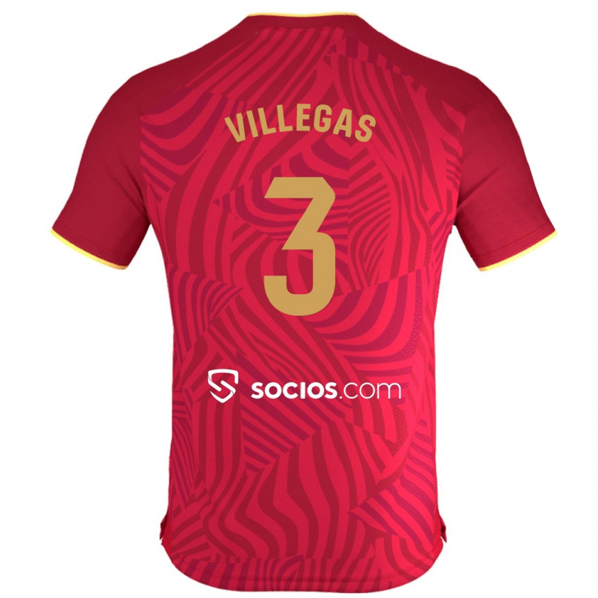 Vyrai Juancho Villegas #3 Raudona Išvykos Marškinėliai 2023/24 T-Shirt