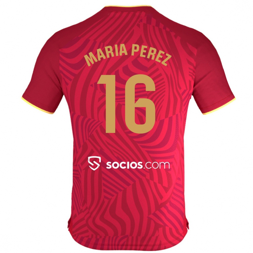 Vyrai María Pérez Rabaza #16 Raudona Išvykos Marškinėliai 2023/24 T-Shirt