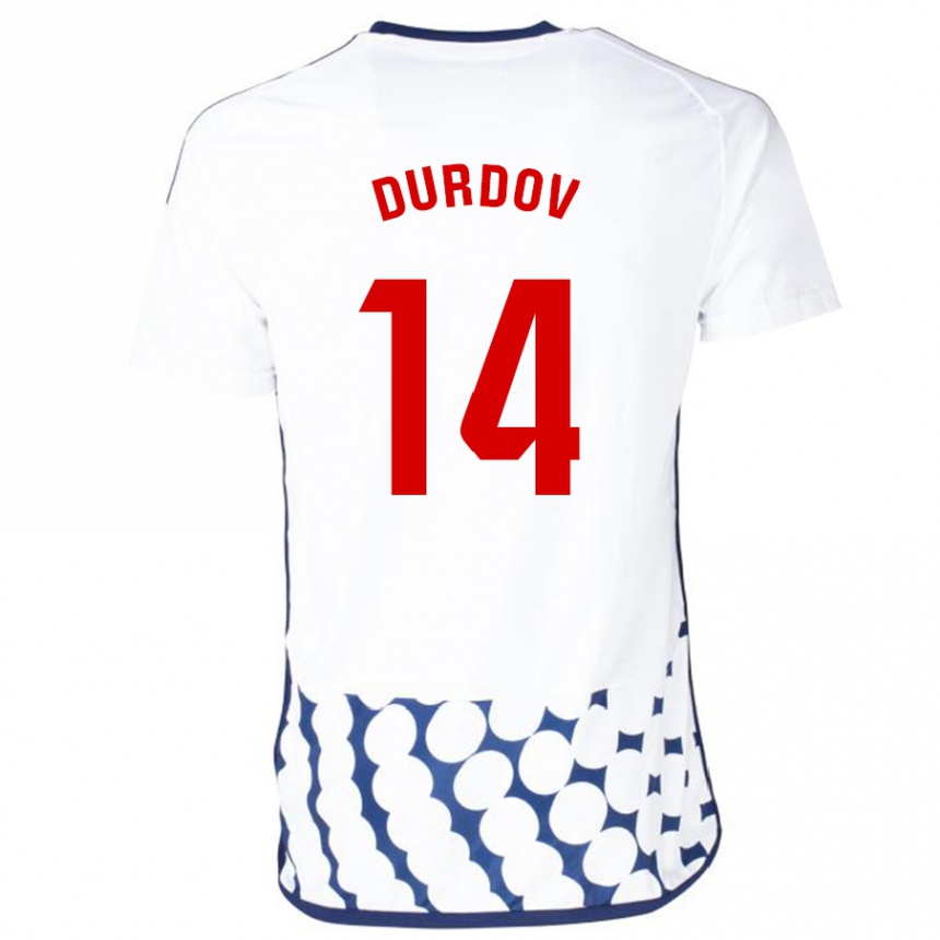 Vyrai Ivan Durdov #14 Baltas Išvykos Marškinėliai 2023/24 T-Shirt