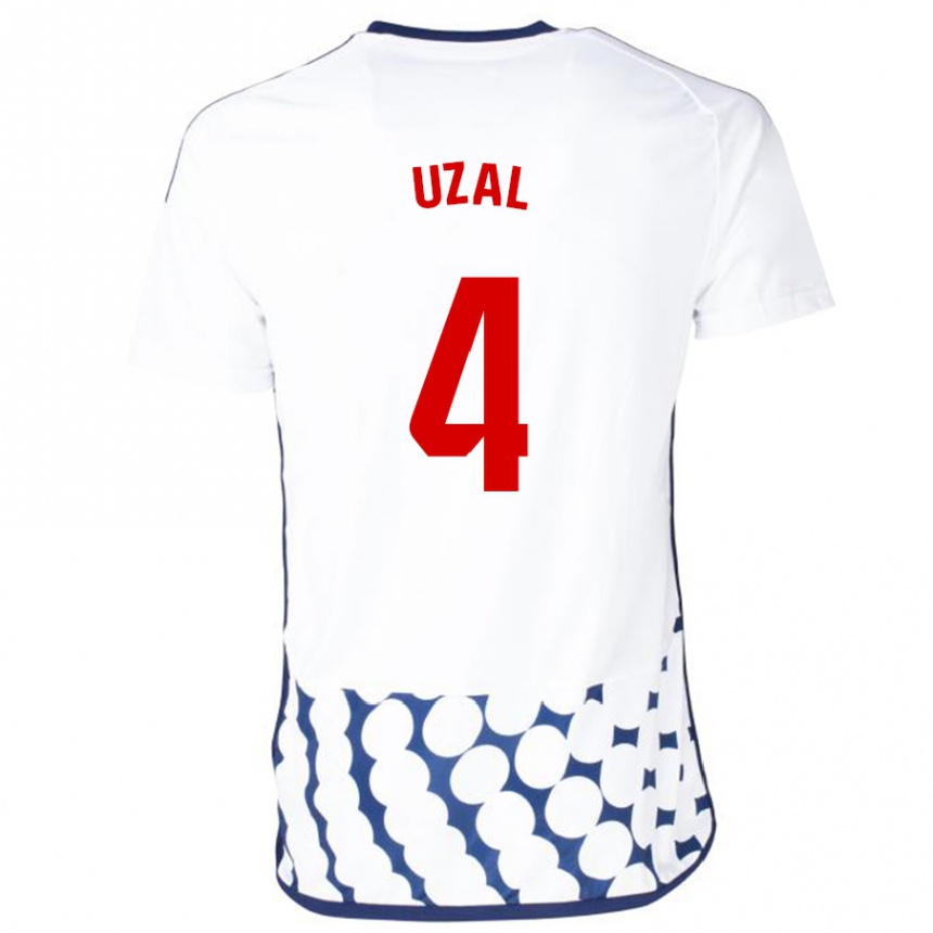 Vyrai Yeray Uzal #4 Baltas Išvykos Marškinėliai 2023/24 T-Shirt