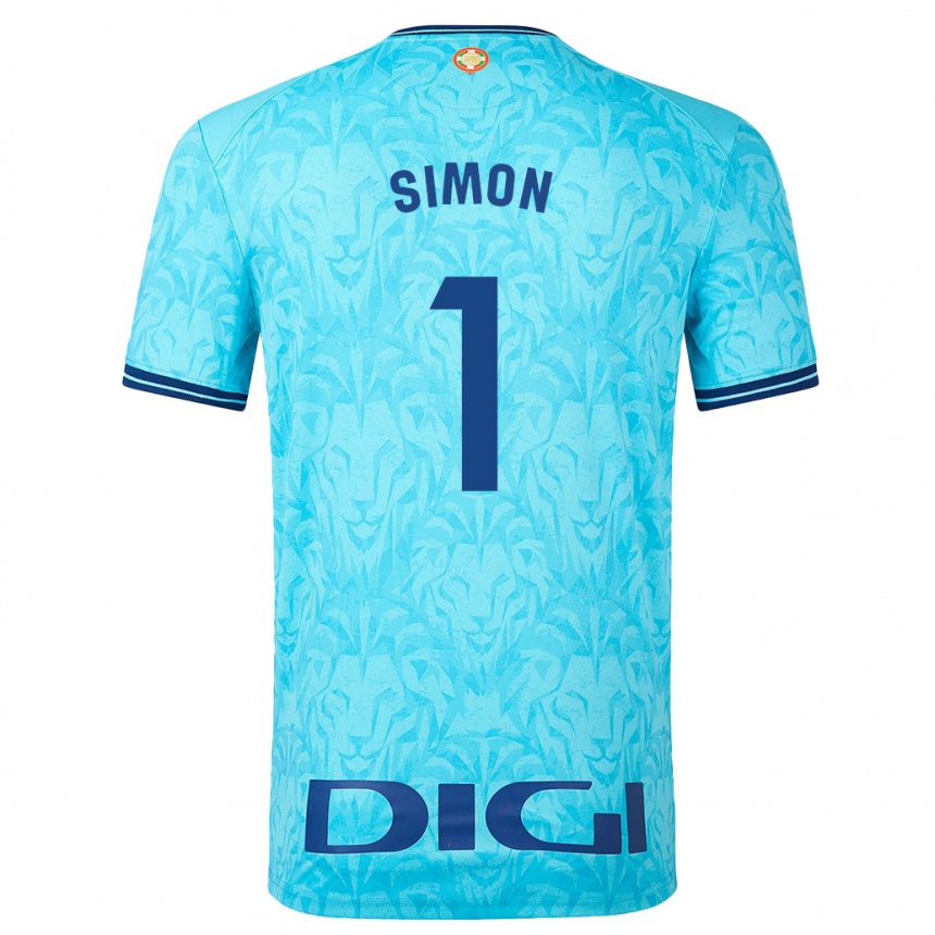 Vyrai Unai Simón #1 Dangaus Mėlynumo Išvykos Marškinėliai 2023/24 T-Shirt