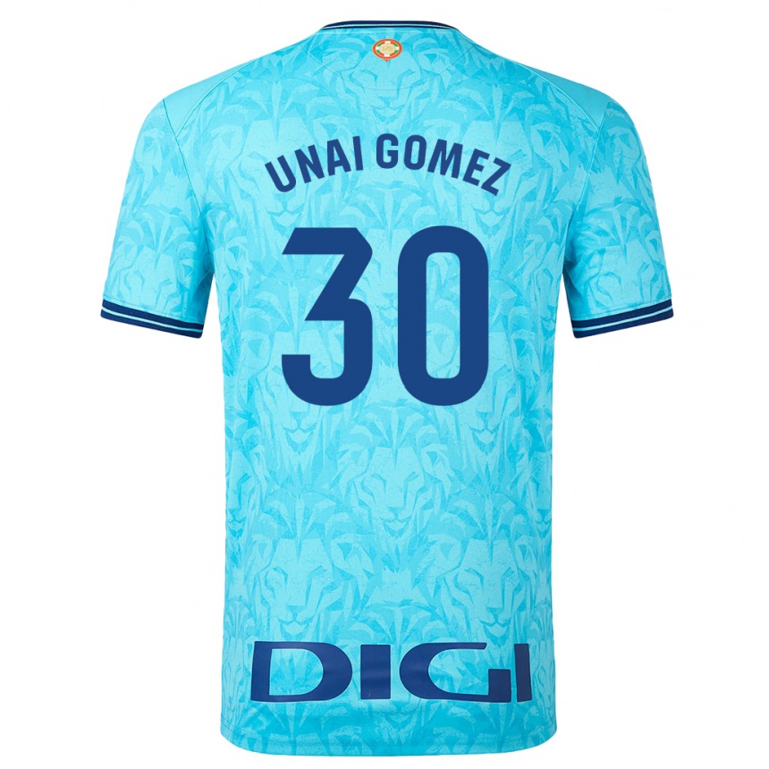 Vyrai Unai Gómez #30 Dangaus Mėlynumo Išvykos Marškinėliai 2023/24 T-Shirt