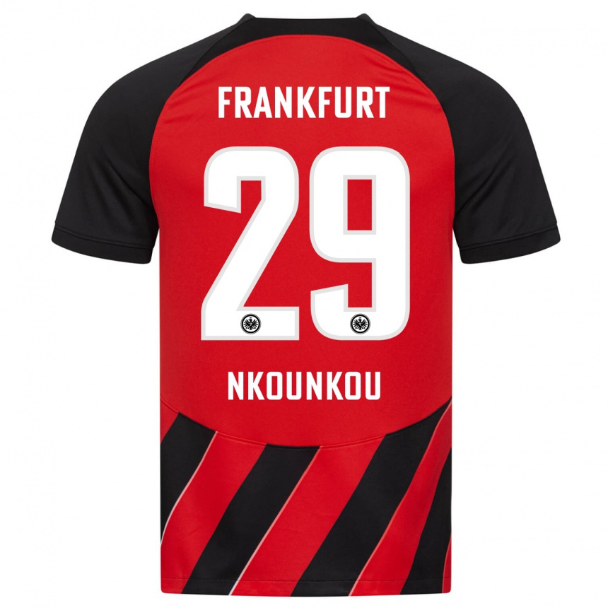 Moteriškas Niels Nkounkou #29 Raudona Juoda Namų Marškinėliai 2023/24 T-Shirt