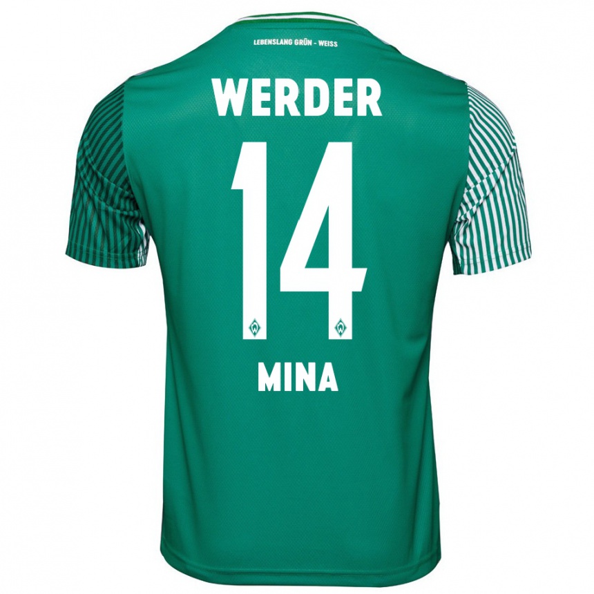 Moteriškas Johan Mina #14 Žalias Namų Marškinėliai 2023/24 T-Shirt