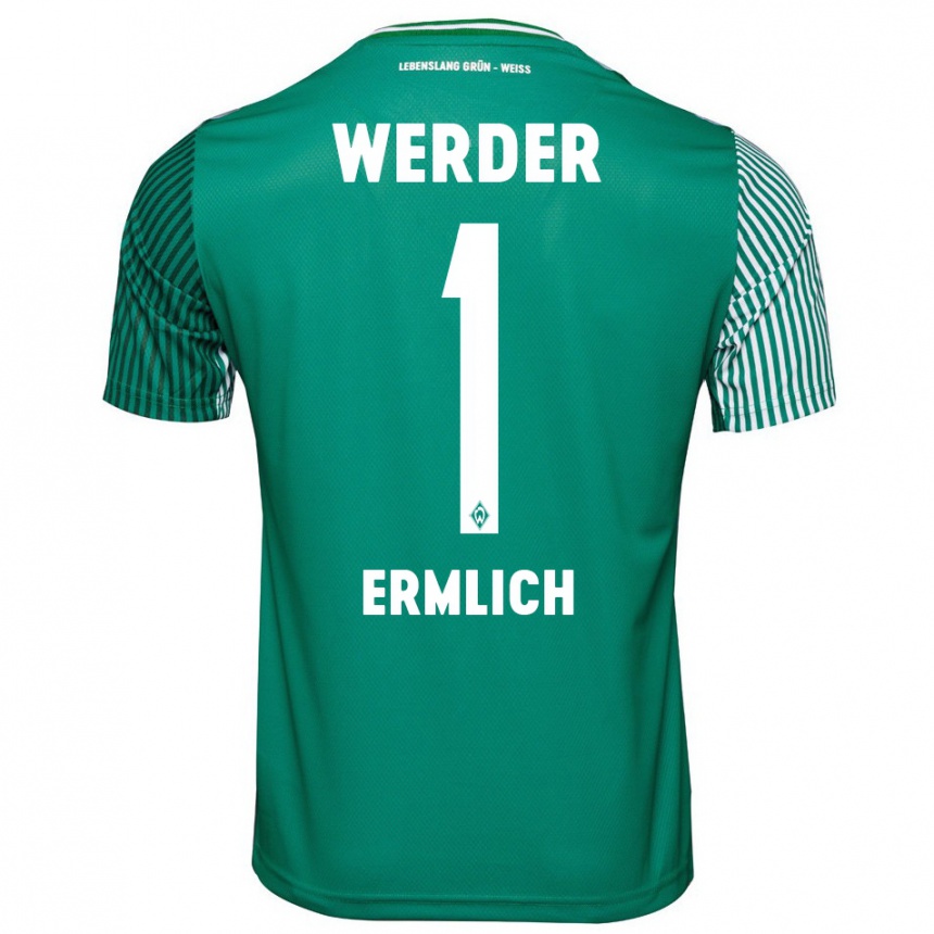 Moteriškas Kjell Ermlich #1 Žalias Namų Marškinėliai 2023/24 T-Shirt