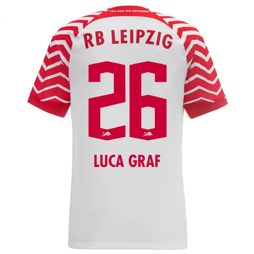 Moteriškas Luca Marie Graf #26 Baltas Namų Marškinėliai 2023/24 T-Shirt