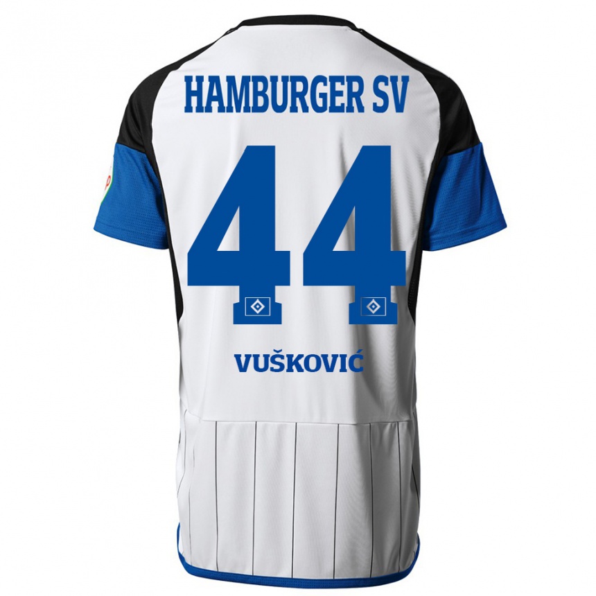 Moteriškas Mario Vuskovic #44 Baltas Namų Marškinėliai 2023/24 T-Shirt