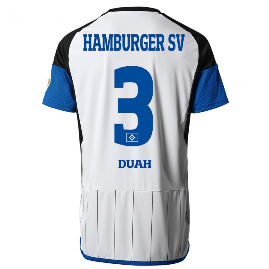 Moteriškas Dennis Duah #3 Baltas Namų Marškinėliai 2023/24 T-Shirt