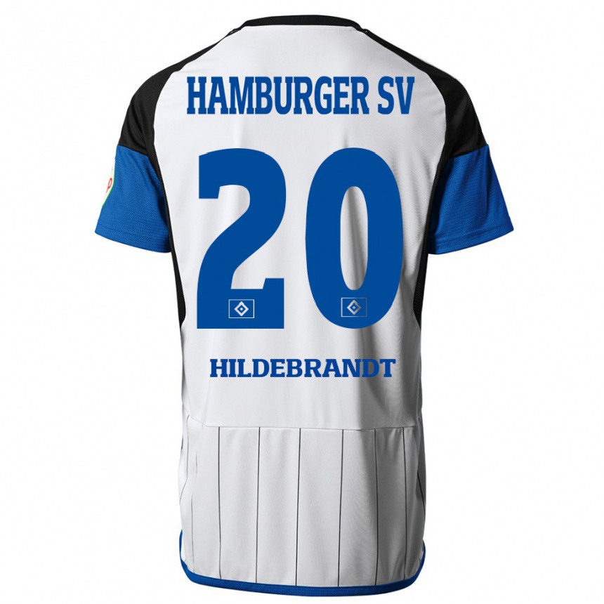 Moteriškas Tjark Hildebrandt #20 Baltas Namų Marškinėliai 2023/24 T-Shirt