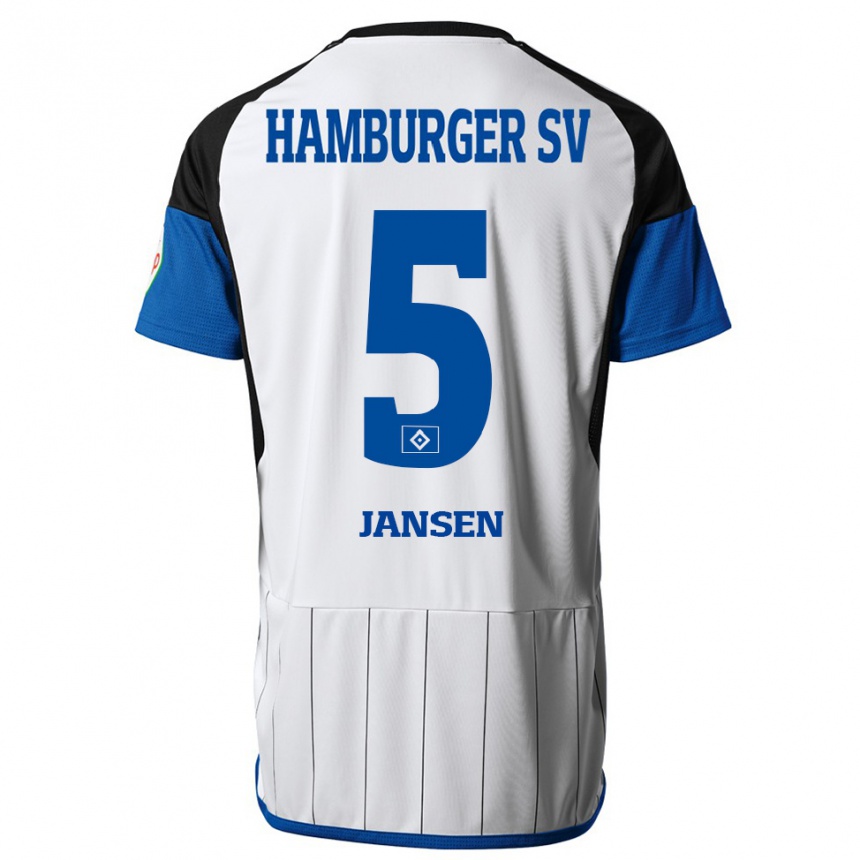 Moteriškas Marcell Jansen #5 Baltas Namų Marškinėliai 2023/24 T-Shirt