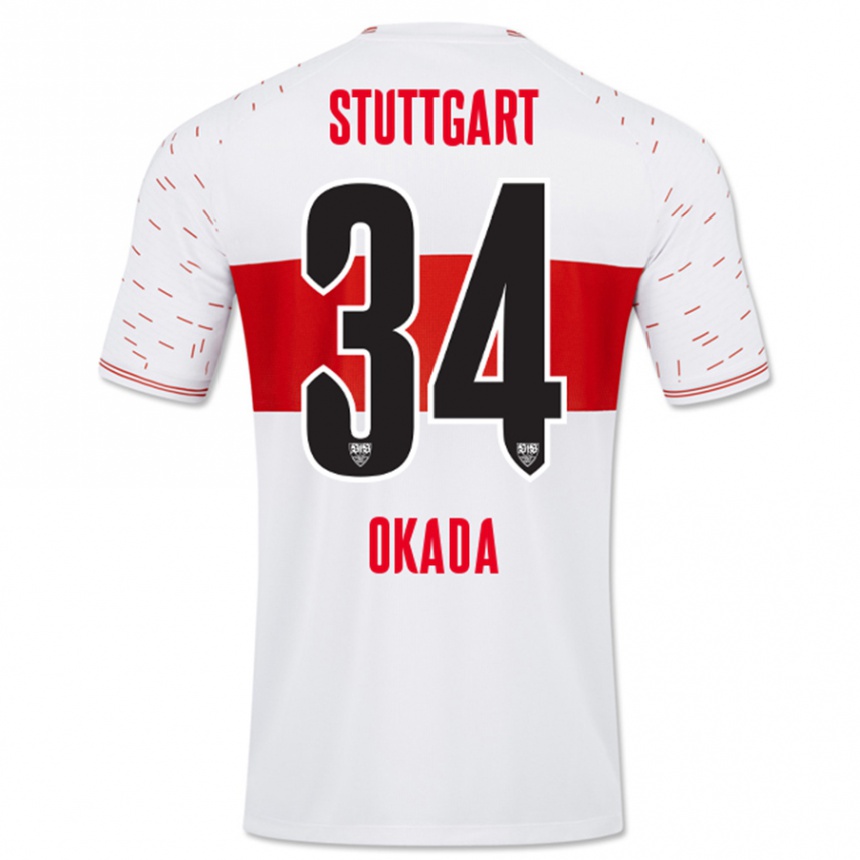 Moteriškas Rei Okada #34 Baltas Namų Marškinėliai 2023/24 T-Shirt