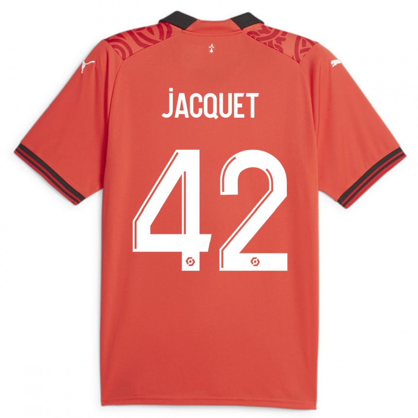 Moteriškas Jérémy Jacquet #42 Raudona Namų Marškinėliai 2023/24 T-Shirt
