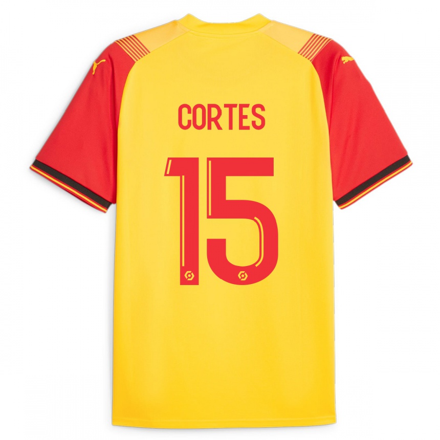 Moteriškas Óscar Cortés #15 Geltona Namų Marškinėliai 2023/24 T-Shirt