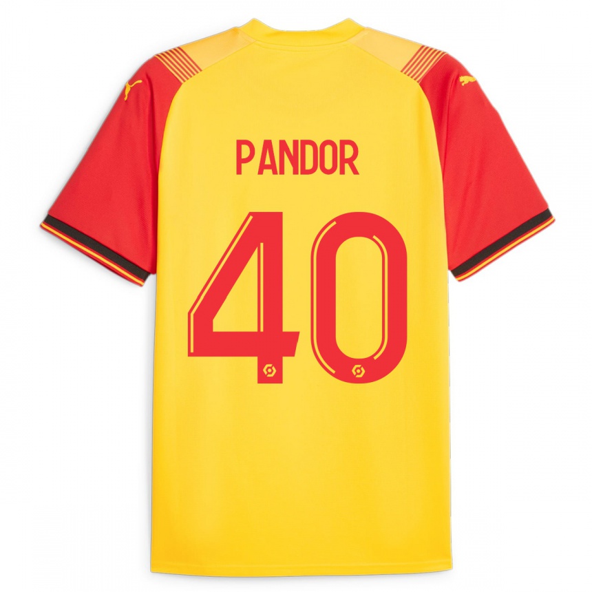 Moteriškas Yannick Pandor #40 Geltona Namų Marškinėliai 2023/24 T-Shirt