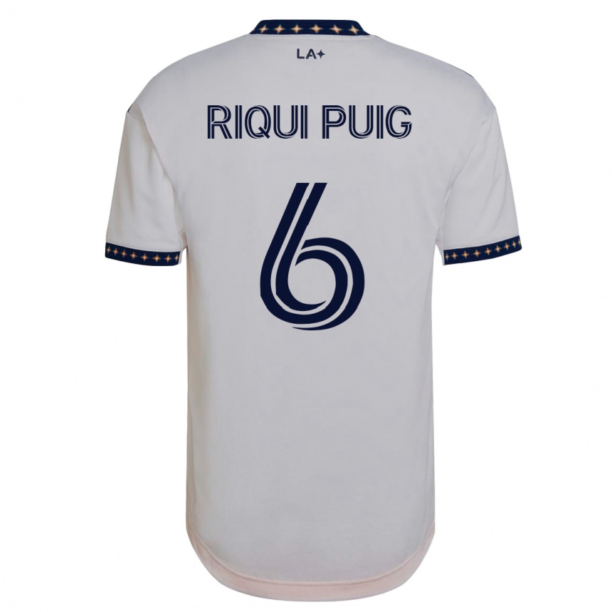 Moteriškas Riqui Puig #6 Baltas Namų Marškinėliai 2023/24 T-Shirt