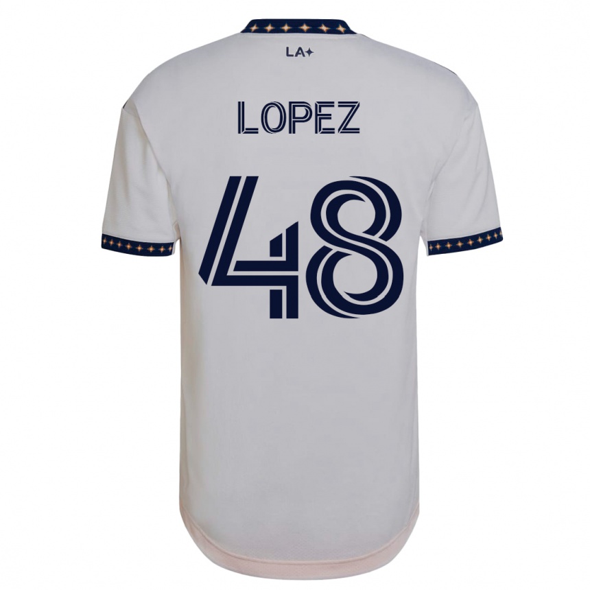 Moteriškas Diego López #48 Baltas Namų Marškinėliai 2023/24 T-Shirt