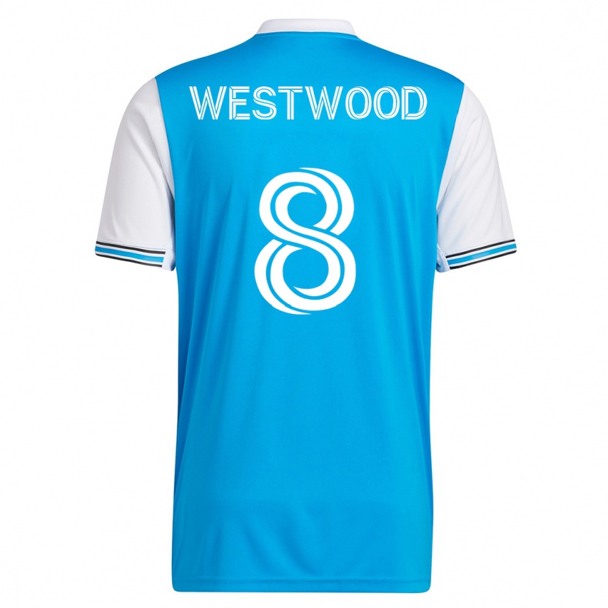 Moteriškas Ashley Westwood #8 Mėlyna Namų Marškinėliai 2023/24 T-Shirt