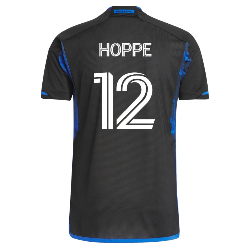 Moteriškas Matthew Hoppe #12 Mėlyna Juoda Namų Marškinėliai 2023/24 T-Shirt