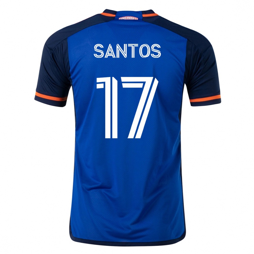 Moteriškas Sergio Santos #17 Mėlyna Namų Marškinėliai 2023/24 T-Shirt