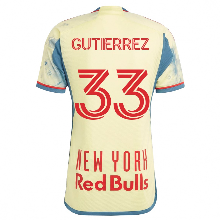 Moteriškas Juan Gutierrez #33 Geltona Namų Marškinėliai 2023/24 T-Shirt