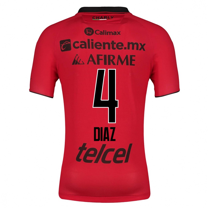 Moteriškas Nicolás Díaz #4 Raudona Namų Marškinėliai 2023/24 T-Shirt