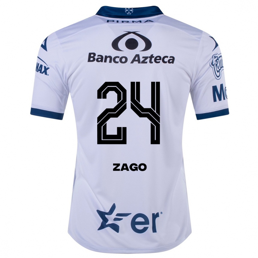 Moteriškas Diego Zago #24 Baltas Namų Marškinėliai 2023/24 T-Shirt