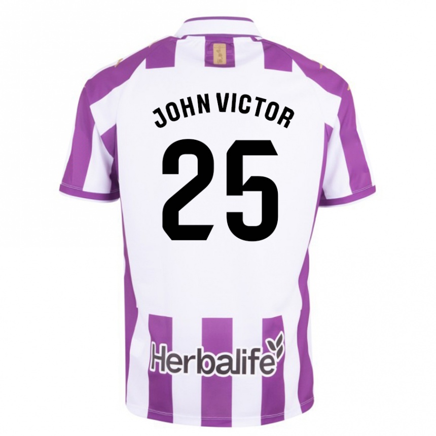 Moteriškas John Victor #25 Violetinė Spalva Namų Marškinėliai 2023/24 T-Shirt