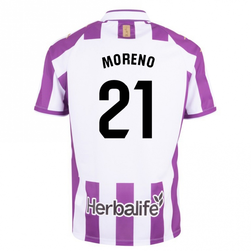 Moteriškas Xavi Moreno #21 Violetinė Spalva Namų Marškinėliai 2023/24 T-Shirt