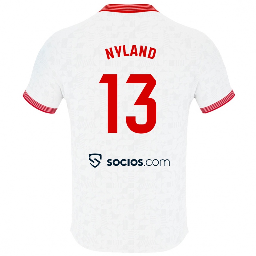 Moteriškas Ørjan Nyland #13 Baltas Namų Marškinėliai 2023/24 T-Shirt