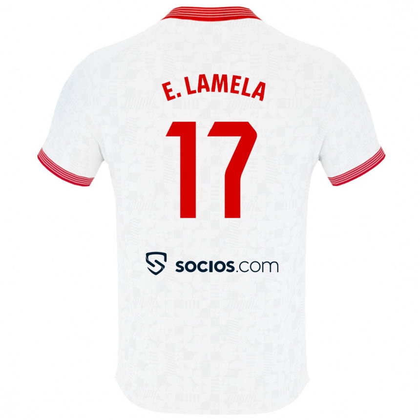 Moteriškas Erik Lamela #17 Baltas Namų Marškinėliai 2023/24 T-Shirt