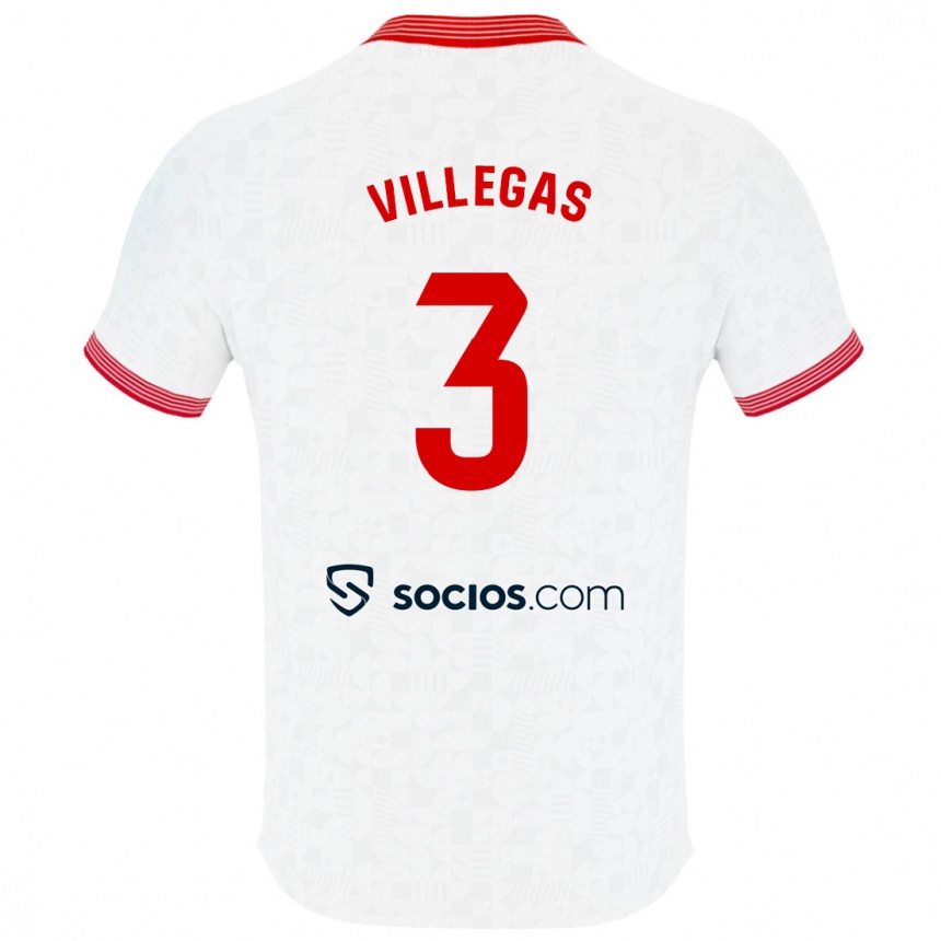 Moteriškas Juancho Villegas #3 Baltas Namų Marškinėliai 2023/24 T-Shirt