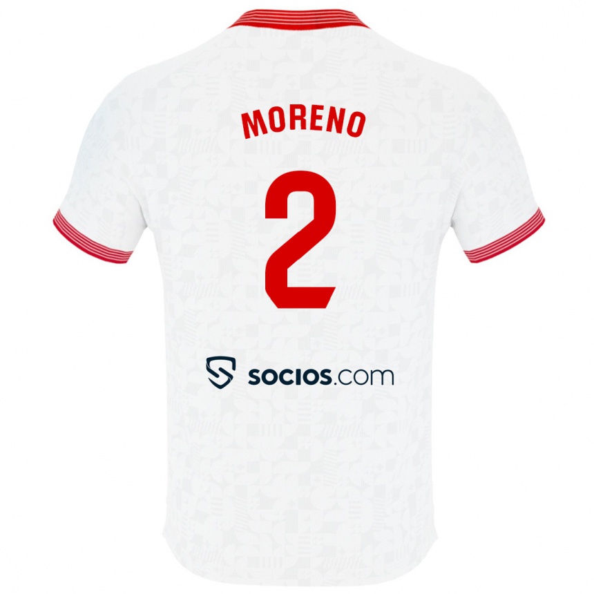 Moteriškas Jorge Moreno #2 Baltas Namų Marškinėliai 2023/24 T-Shirt