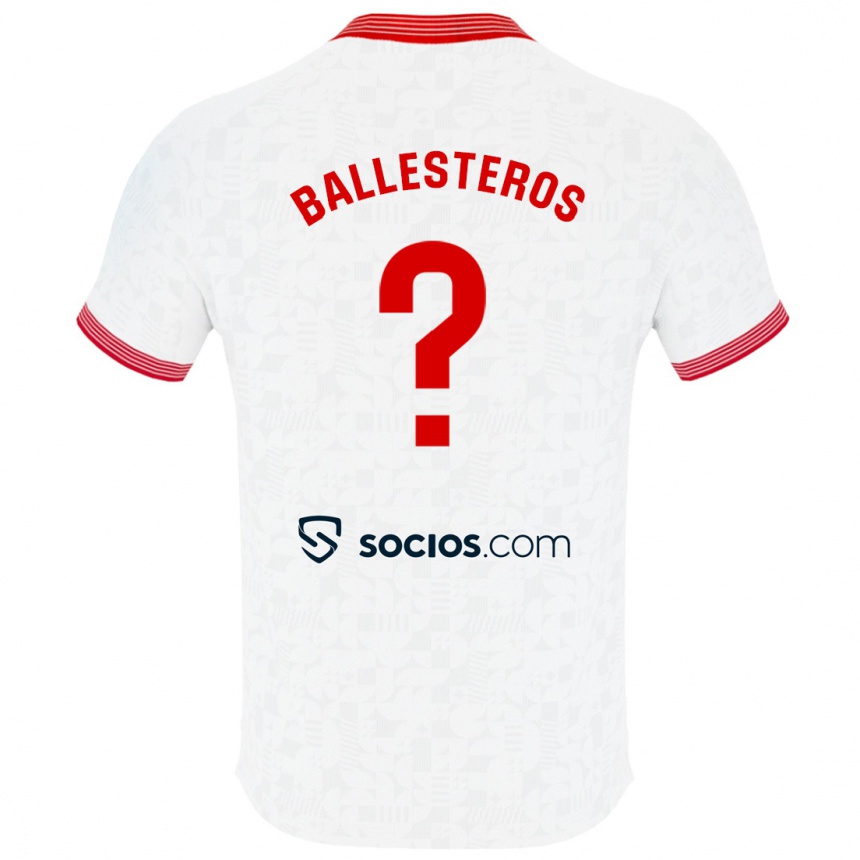 Moteriškas Gonzalo Ballesteros #0 Baltas Namų Marškinėliai 2023/24 T-Shirt