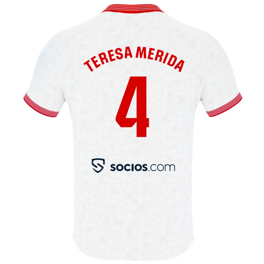 Moteriškas Teresa Merida #4 Baltas Namų Marškinėliai 2023/24 T-Shirt