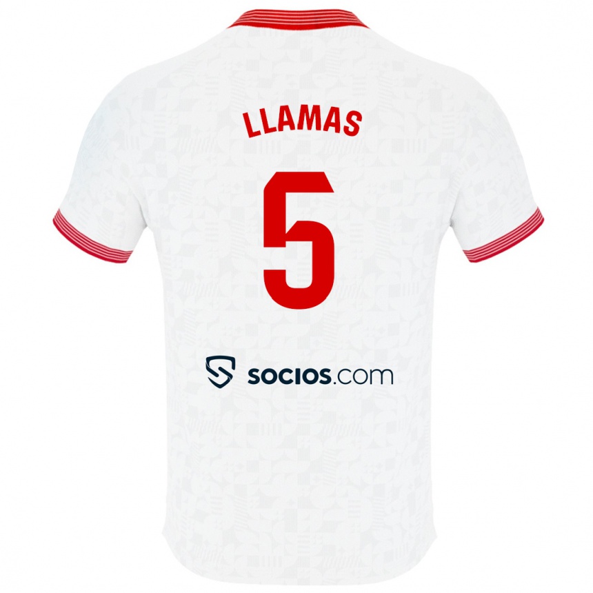 Moteriškas Eva Llamas Hernández #5 Baltas Namų Marškinėliai 2023/24 T-Shirt