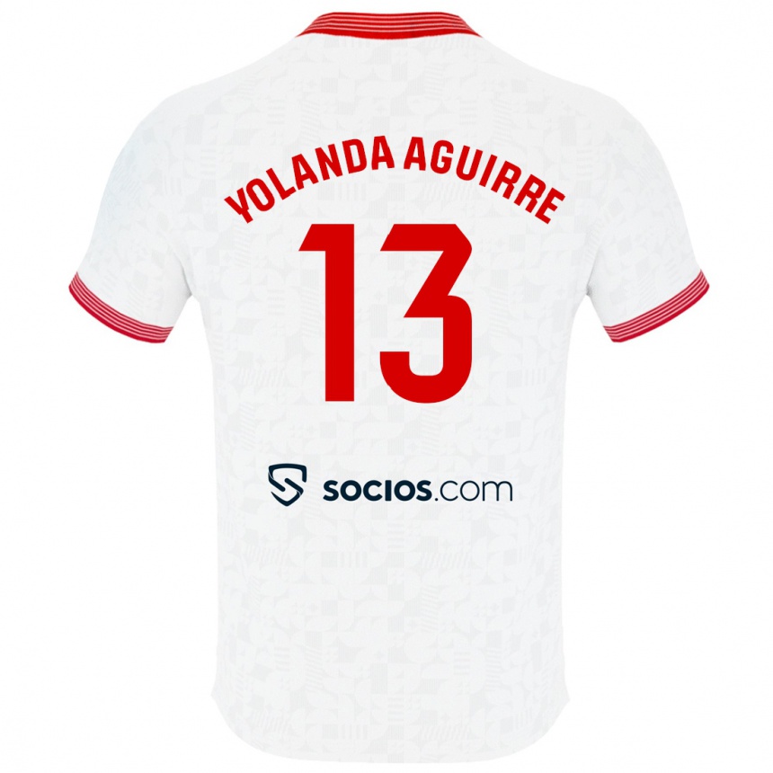 Moteriškas Yolanda Aguirre Gutiérrez #13 Baltas Namų Marškinėliai 2023/24 T-Shirt
