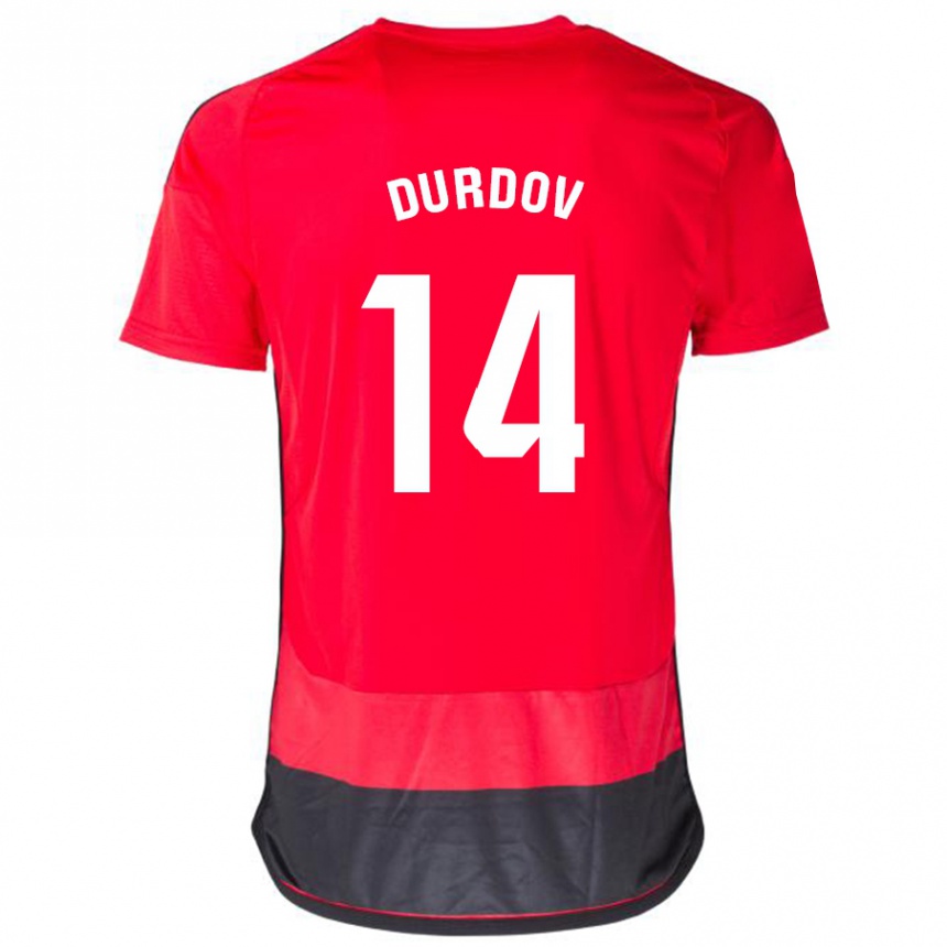 Moteriškas Ivan Durdov #14 Raudona Juoda Namų Marškinėliai 2023/24 T-Shirt