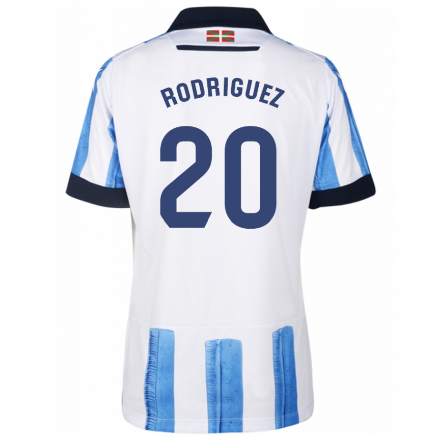 Moteriškas Mikel Rodriguez #20 Mėlyna Balta Namų Marškinėliai 2023/24 T-Shirt