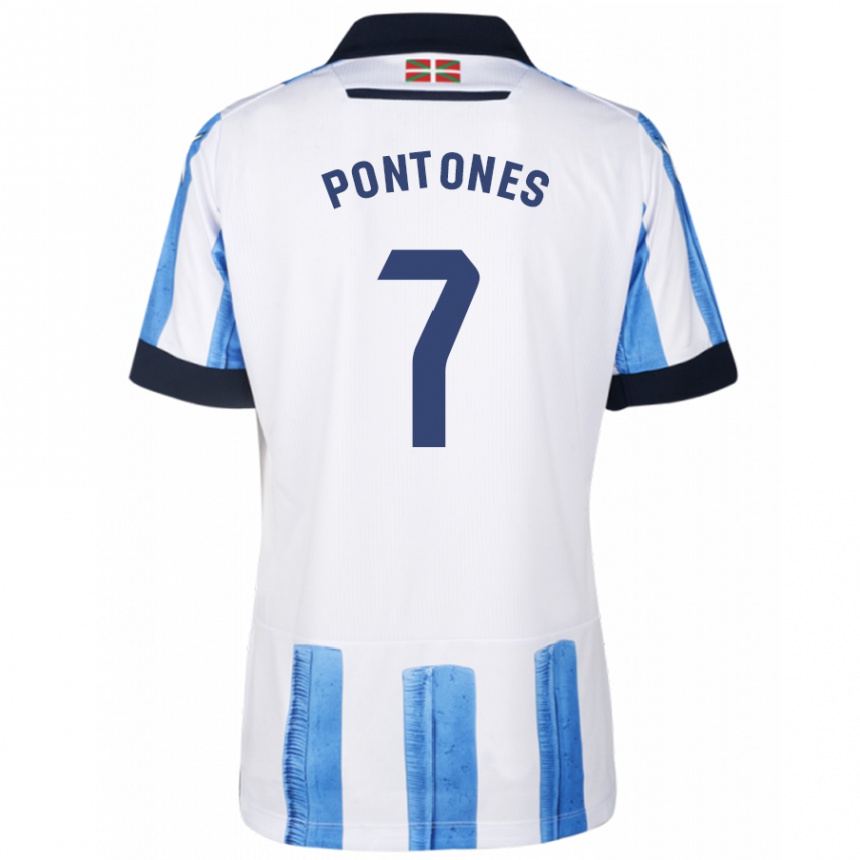 Moteriškas Juan Carlos Pontones #7 Mėlyna Balta Namų Marškinėliai 2023/24 T-Shirt