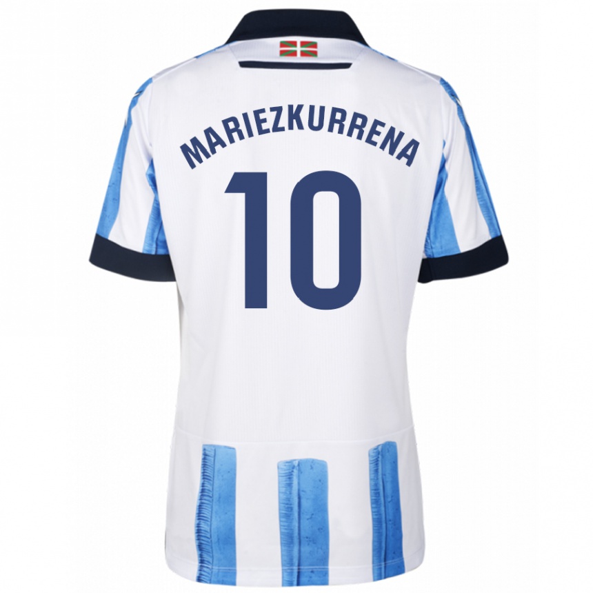Moteriškas Arkaitz Mariezkurrena #10 Mėlyna Balta Namų Marškinėliai 2023/24 T-Shirt