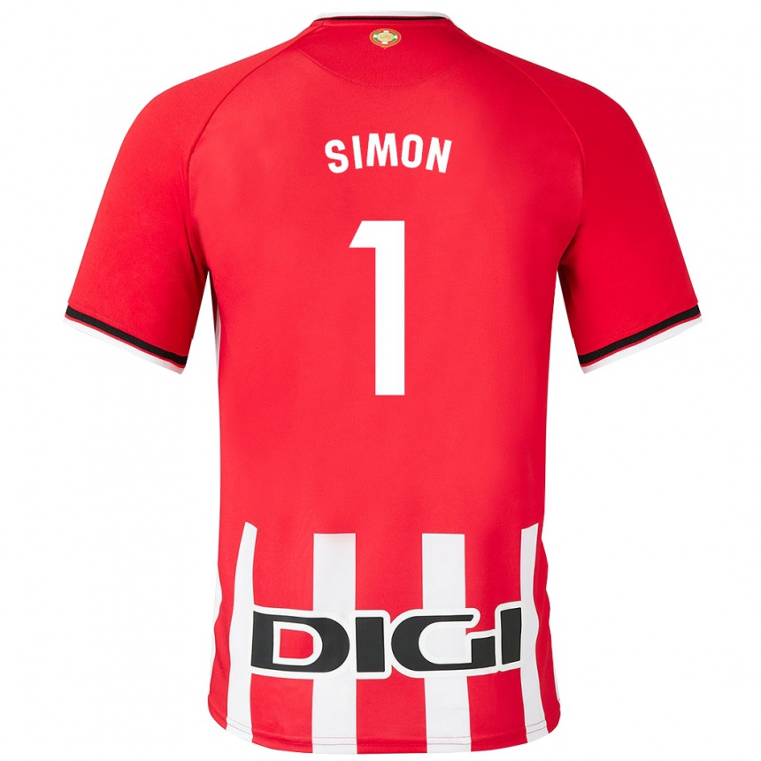 Moteriškas Unai Simón #1 Raudona Namų Marškinėliai 2023/24 T-Shirt