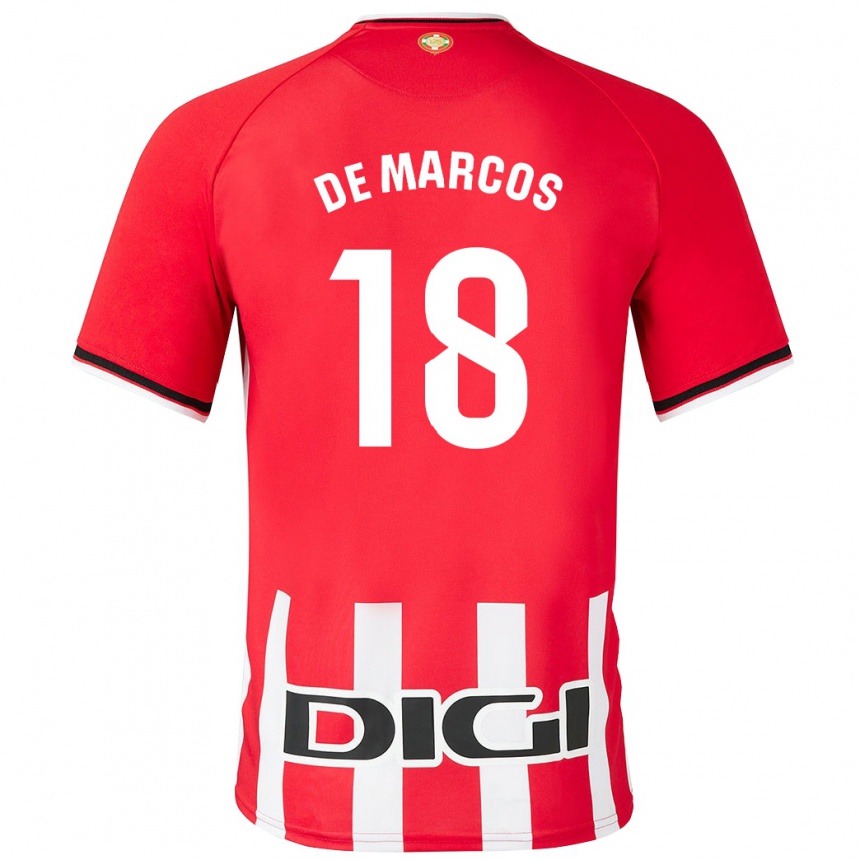 Moteriškas Óscar De Marcos #18 Raudona Namų Marškinėliai 2023/24 T-Shirt