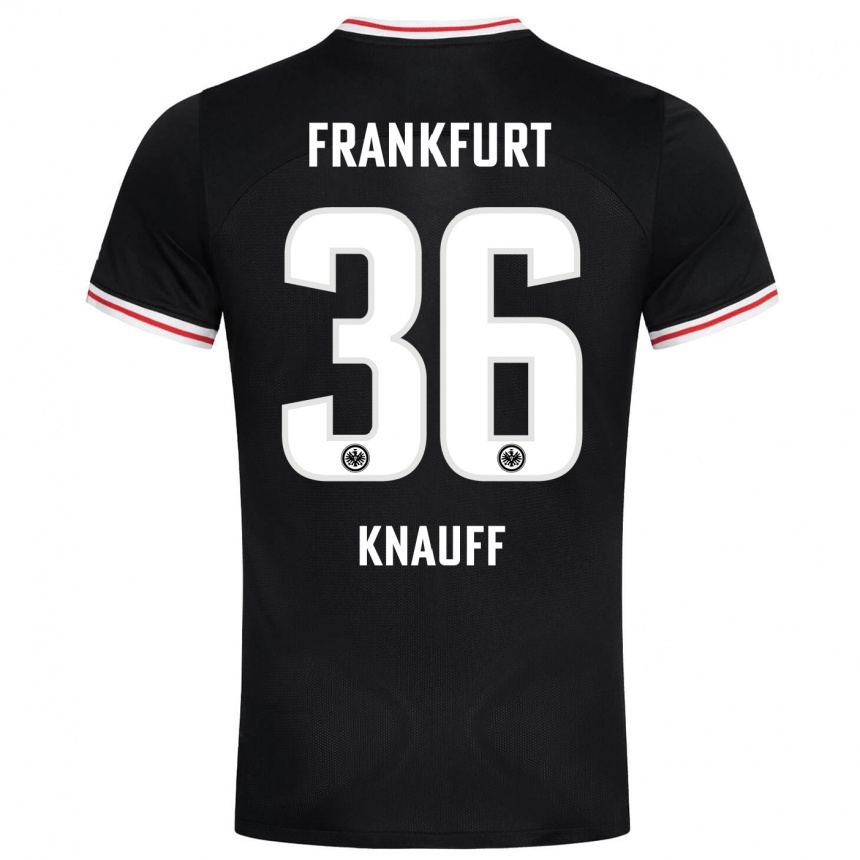 Moteriškas Ansgar Knauff #36 Juoda Išvykos Marškinėliai 2023/24 T-Shirt